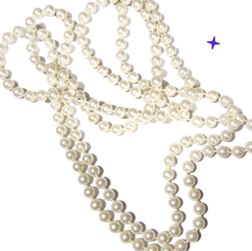 Very long vintage Faux Pearl beads